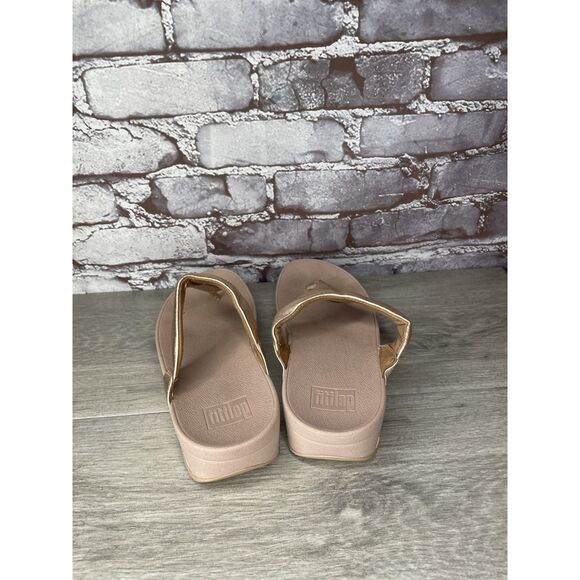 FitFlop Lulu Rose Gold Pink Synthetic Thong Wedge Sandals Women's Sz 8M US/39EU - Picture 12 of 16